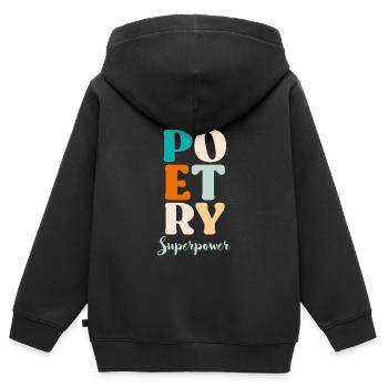 Poesie ist Therapie Gedichte Poeten Bücherliebe - Kinder Premium Organic Zip Hoodie - Schwarz - Hinten - AI Model Kid Male (0cm)