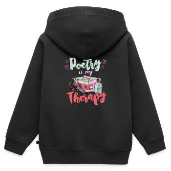 Poesie ist meine Therapie Gedichte Book lover - Kinder Premium Organic Zip Hoodie - Schwarz - Hinten - AI Model Kid Male (0cm)