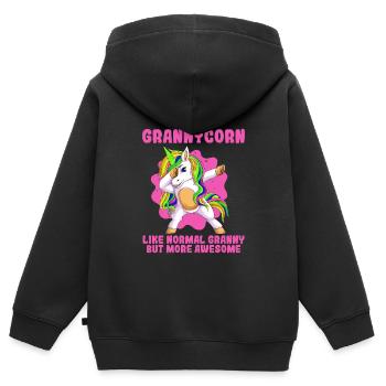 Grand-maïs Grand-mère Fête des mères Grand-mère Grand-mère - Sweat Premium à capuche zippé enfant bio - noir - Dos - AI Model Kid Male (0cm)
