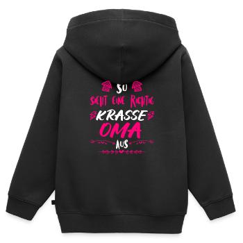 Beste Oma krasse Oma Großmutter Granny - Kinder Premium Organic Zip Hoodie - Schwarz - Hinten - AI Model Kid Male (0cm)