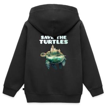 Save the Turtles Species Conservation Nature Conservation - Kids Premium Organic Zip-up Hoodie - black - Back - AI Model Kid Male (0cm)