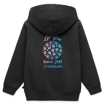 Sauver les animaux Protection des espèces Protection de l’environnement - Sweat Premium à capuche zippé enfant bio - noir - Dos - AI Model Kid Male (0cm)