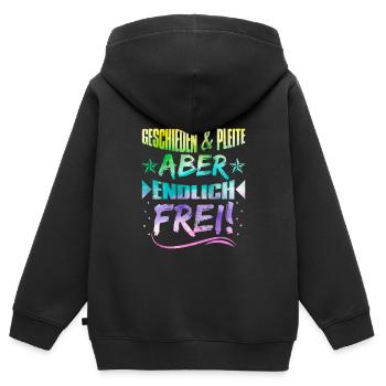 Geschieden und Pleite aber Frei Scheidungsparty - Kinder Premium Organic Zip Hoodie - Schwarz - Hinten - AI Model Kid Male (0cm)