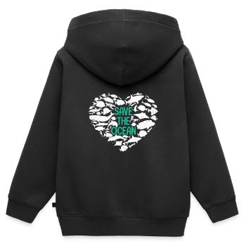 Sauver l’océan Environnement de protection des océans - Sweat Premium à capuche zippé enfant bio - noir - Dos - AI Model Kid Male (0cm)