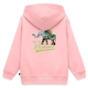 Save the Elephants Artenschutz bedrohte Arten - Kinder Premium Organic Zip Hoodie - Rosa - Hinten - AI Model Kid Female (0cm)