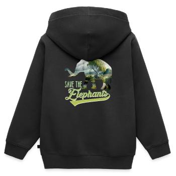 Save the Elephants Species Conservation Espèces menacées - Sweat Premium à capuche zippé enfant bio - noir - Dos - AI Model Kid Male (0cm)