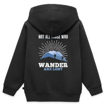 Wanderer Nicht alle die wandern verlaufen sich - Kinder Premium Organic Zip Hoodie - Schwarz - Hinten - AI Model Kid Male (0cm)