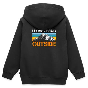 Bergsteiger lustig Peeing outside Naturburschen - Sweat Premium à capuche zippé enfant bio - noir - Dos - AI Model Kid Male (0cm)