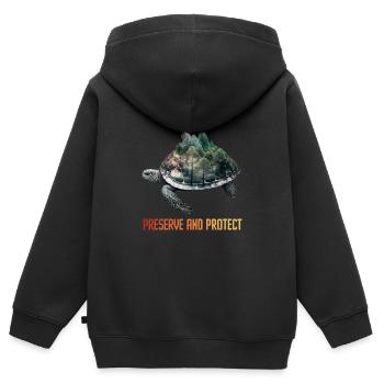 Artenschutz vom Aussterben bedrohte Tiere Natur - Kinder Premium Organic Zip Hoodie - Schwarz - Hinten - AI Model Kid Male (0cm)