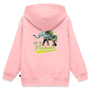 Save the Elephants Artenschutz bedrohte Arten - Kinder Premium Organic Zip Hoodie - Rosa - Hinten - AI Model Kid Female (0cm)