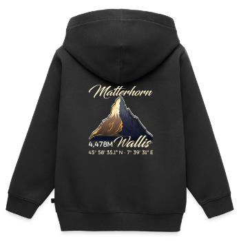 Matterhorn Wanderer Bergfan klettern Hiking - Kinder Premium Organic Zip Hoodie - Schwarz - Hinten - AI Model Kid Male (0cm)