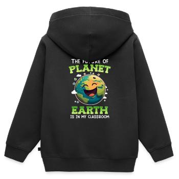 Save the Earth Environmentally Conscious Children - Kids Premium Organic Zip-up Hoodie - black - Back - AI Model Kid Male (0cm)