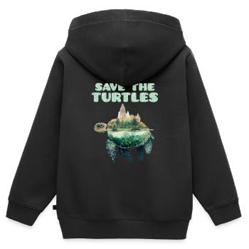 Save the turtles, species conservation, nature conservation - Kids Premium Organic Zip-up Hoodie - black - Back - AI Model Kid Male (0cm)