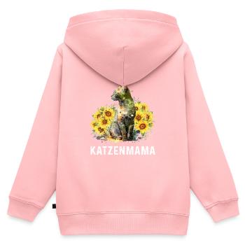 Katzenmama Blumen Katzenliebhaber Katzenfans - Kinder Premium Organic Zip Hoodie - Rosa - Hinten - AI Model Kid Female (0cm)