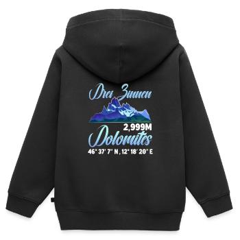 Drei Zinnen Dolomiten Kletterer - Kinder Premium Organic Zip Hoodie - Schwarz - Hinten - AI Model Kid Male (0cm)