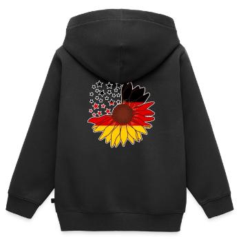 Deutschland Sonnenblume Schwarz Rot Gold Patriot - Kinder Premium Organic Zip Hoodie - Schwarz - Hinten - AI Model Kid Male (0cm)