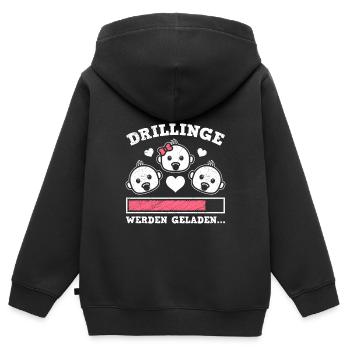Drillinge werden geladen 2024 Triplets - Kinder Premium Organic Zip Hoodie - Schwarz - Hinten - AI Model Kid Male (0cm)