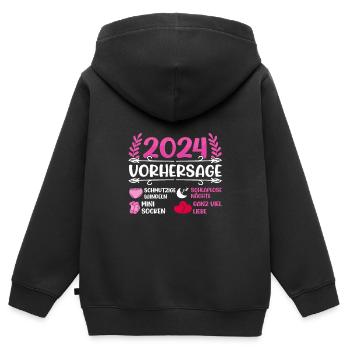 Babyparty Vorhersage 2024 werdende Mama 2024 - Kinder Premium Organic Zip Hoodie - Schwarz - Hinten - AI Model Kid Male (0cm)