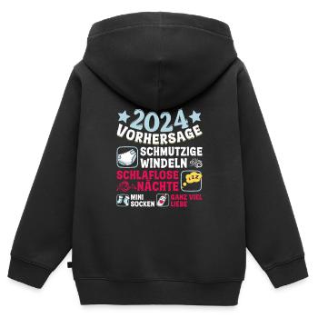 Vorhersage 2024 bald Vater Babyparty 2024 - Kinder Premium Organic Zip Hoodie - Schwarz - Hinten - AI Model Kid Male (0cm)