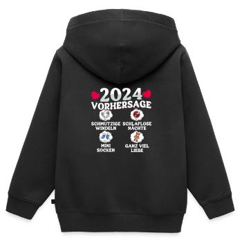 Baby Vorhersage 2024 werdende Mutter 2024 - Kinder Premium Organic Zip Hoodie - Schwarz - Hinten - AI Model Kid Male (0cm)