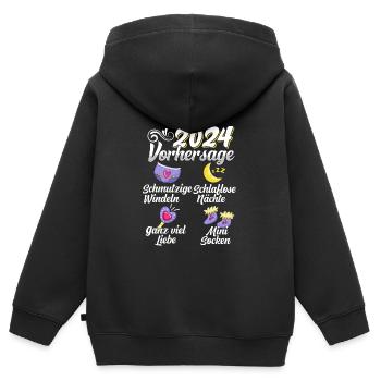 Baby Vorhersage 2024 werdende Mutter 2024 - Kinder Premium Organic Zip Hoodie - Schwarz - Hinten - AI Model Kid Male (0cm)