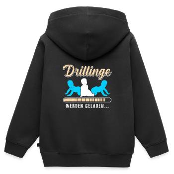 Drillinge werden geladen 2024 werdende Mama - Kinder Premium Organic Zip Hoodie - Schwarz - Hinten - AI Model Kid Male (0cm)