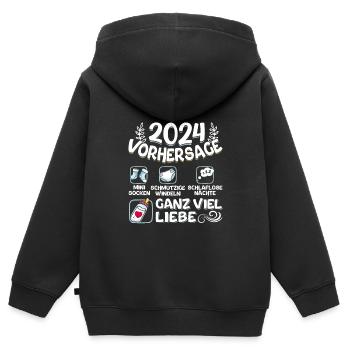Baby Vorhersage 2024 werdende Mutter 2024 - Kinder Premium Organic Zip Hoodie - Schwarz - Hinten - AI Model Kid Male (0cm)
