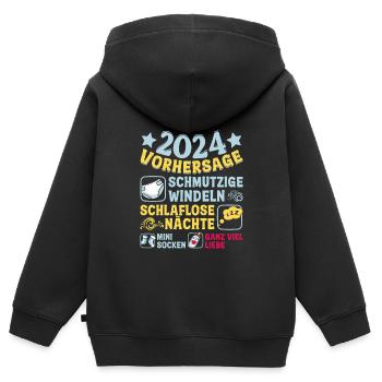 Vorhersage 2024 bald Vater Babyparty 2024 - Kinder Premium Organic Zip Hoodie - Schwarz - Hinten - AI Model Kid Male (0cm)