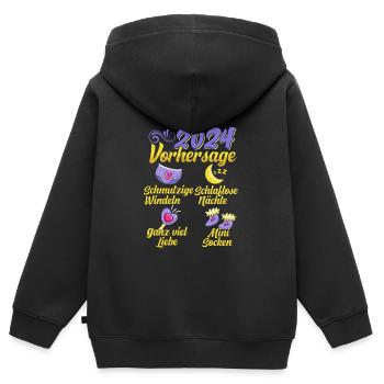 Baby Vorhersage 2024 werdende Mutter 2024 - Kinder Premium Organic Zip Hoodie - Schwarz - Hinten - AI Model Kid Male (0cm)