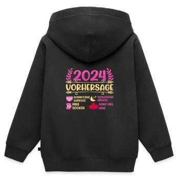 Babyparty Vorhersage 2024 werdende Mama 2024 - Kinder Premium Organic Zip Hoodie - Schwarz - Hinten - AI Model Kid Male (0cm)