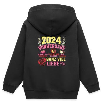 Vorhersage werdende Mama 2024 Baby bald Papa - Kinder Premium Organic Zip Hoodie - Schwarz - Hinten - AI Model Kid Male (0cm)