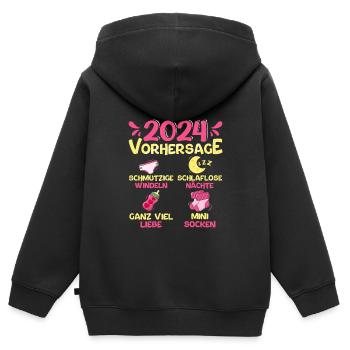 Baby Vorhersage 2024 werdende Mutter 2024 - Kinder Premium Organic Zip Hoodie - Schwarz - Hinten - AI Model Kid Male (0cm)