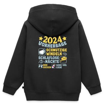 Vorhersage 2024 bald Vater Babyparty 2024 - Kinder Premium Organic Zip Hoodie - Schwarz - Hinten - AI Model Kid Male (0cm)