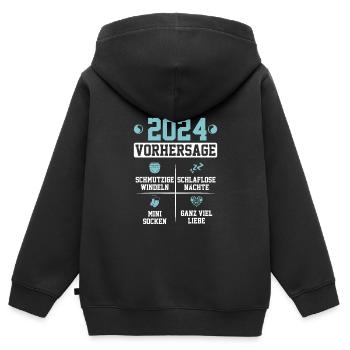Vorhersage werdende Mama 2024 Baby bald Papa - Kinder Premium Organic Zip Hoodie - Schwarz - Hinten - AI Model Kid Male (0cm)
