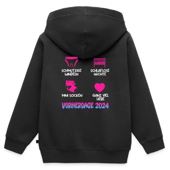 Baby Vorhersage 2024 werdende Mama 2024 - Kinder Premium Organic Zip Hoodie - Schwarz - Hinten - AI Model Kid Male (0cm)