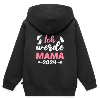 Ich werde Mama 2024 Baby Ankündigung Vorhersage - Kinder Premium Organic Zip Hoodie - Schwarz - Hinten - AI Model Kid Male (0cm)