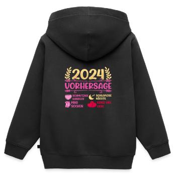 Babyparty Vorhersage 2024 werdende Mama 2024 - Kinder Premium Organic Zip Hoodie - Schwarz - Hinten - AI Model Kid Male (0cm)