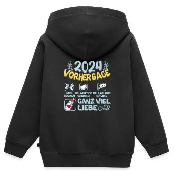 Babyparty Vorhersage 2024 werdende Mama 2024 - Kinder Premium Organic Zip Hoodie - Schwarz - Hinten - AI Model Kid Male (0cm)