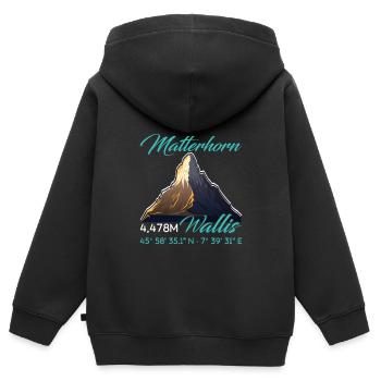 Matterhorn Wanderer Bergfan klettern Hiking - Kinder Premium Organic Zip Hoodie - Schwarz - Hinten - AI Model Kid Male (0cm)
