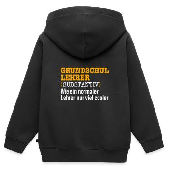 Grundschullehrer Wie ein normaler Lehrer nur cool - Kinder Premium Organic Zip Hoodie - Schwarz - Hinten - AI Model Kid Male (0cm)