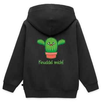 Knuddel mich! Kaktuspflanzen Botanik Gärtnerin - Kinder Premium Organic Zip Hoodie - Schwarz - Hinten - AI Model Kid Male (0cm)