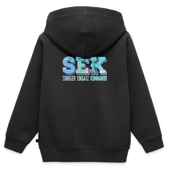 Sondler Einsatz Kommando Sondengänger mit Detektor - Kinder Premium Organic Zip Hoodie - Schwarz - Hinten - AI Model Kid Male (0cm)