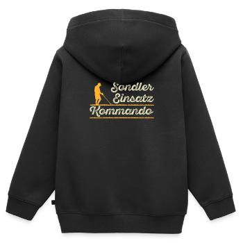 Sondler Einsatz Kommando Sondengänger mit Detektor - Kinder Premium Organic Zip Hoodie - Schwarz - Hinten - AI Model Kid Male (0cm)