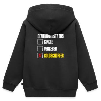 Beziehungsstatus Single Vergeben Goldschürfer - Kinder Premium Organic Zip Hoodie - Schwarz - Hinten - AI Model Kid Male (0cm)