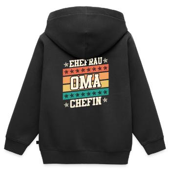Oma Chefin Großmutter Muttertag Granny Ehefrau - Kinder Premium Organic Zip Hoodie - Schwarz - Hinten - AI Model Kid Male (0cm)
