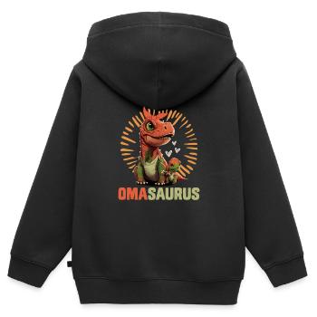 Omasaurus Dinosaurier Grandma Muttertag Granny - Kinder Premium Organic Zip Hoodie - Schwarz - Hinten - AI Model Kid Male (0cm)