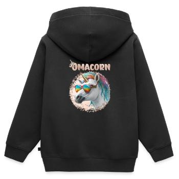 Omacorn Grandma Muttertag Großmutter Oma - Kinder Premium Organic Zip Hoodie - Schwarz - Hinten - AI Model Kid Male (0cm)