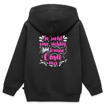 Beste Oma krasse Oma Großmutter Granny - Kinder Premium Organic Zip Hoodie - Schwarz - Hinten - AI Model Kid Male (0cm)