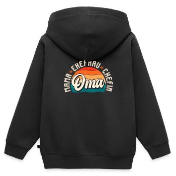 Oma Chefin Großmutter Muttertag Granny Ehefrau - Kinder Premium Organic Zip Hoodie - Schwarz - Hinten - AI Model Kid Male (0cm)