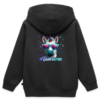 Tanticorn Muttertag Aunties Einhorn Fanartikel - Kinder Premium Organic Zip Hoodie - Schwarz - Hinten - AI Model Kid Male (0cm)